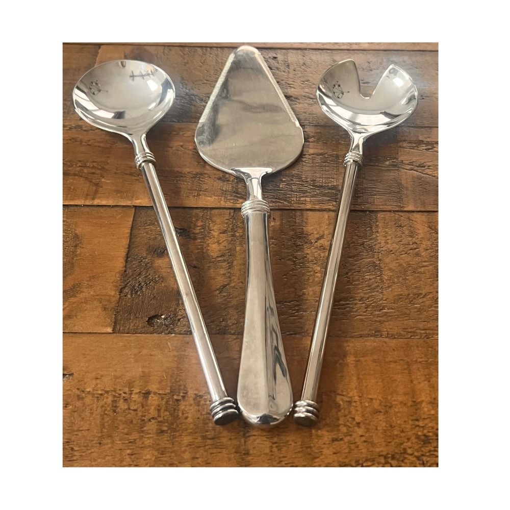 Vintage Italian Silverplate 3-Pc MCM Salad Servers & Cake‎ Spatula ZN.4.MK Italy